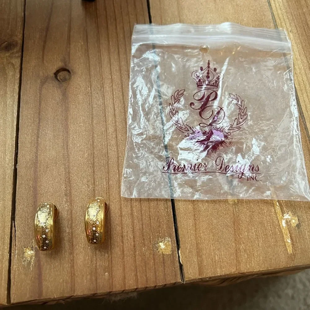 Premier Designs Gold Huggie/ Stud Earrings